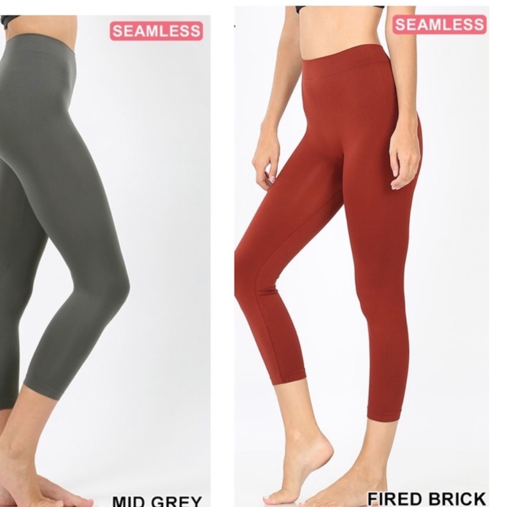 Zenana L/XL Leggings-Fired Brick